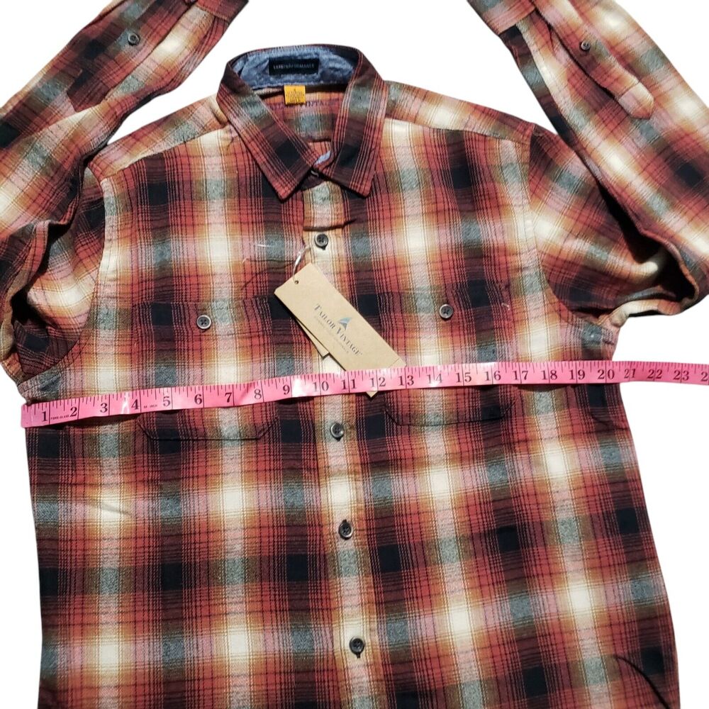 Tailor Vintage Flannel Button Down Shirt Men's Small Maple Lodge Plaid Stretch - Picture 7 of 9